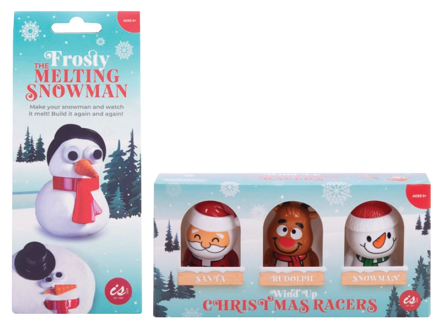 IS Gift Frosty The Melting Snowman, Wind Up Christmas Racers Set 3 piece