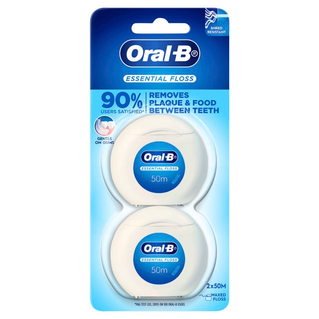 Oral-B Essential Floss Waxed 50m - 2 Pack