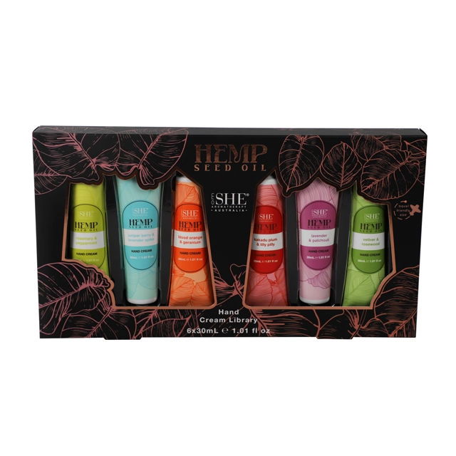 She Aromatherapy Hemp Hand Cream Library 6 piece