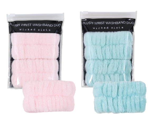 Wicked Sista Plush Wrist Washband Duo Pale Pink or Sage