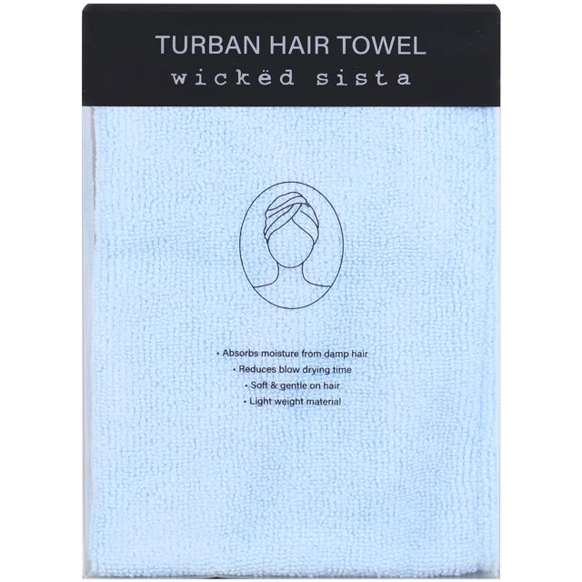 Wicked Sista Turban Hair Towel Soft Blue