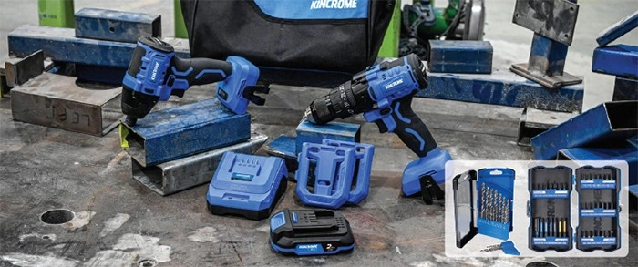 Kincrome Hammer Drill, Impact Driver & Accessory Combo