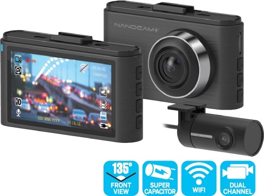 Nanocam+ 1080p Dual Dash Cam FHD with WiFi