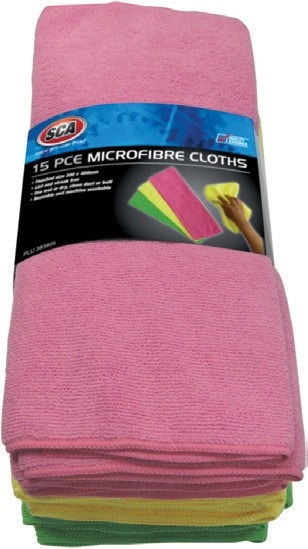 SCA 15 Pack Microfibre Cloths