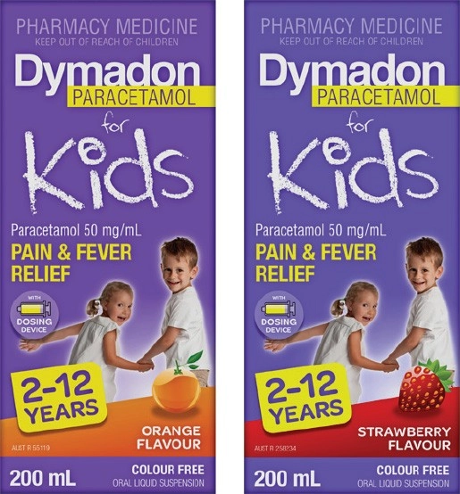 Dymadon for Kids 2-12 Years Orange or Strawberry Flavour 200mL