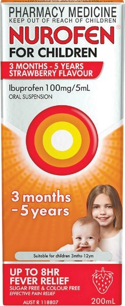 Nurofen For Children 3 Months - 5 Years Strawberry Flavour 200mL