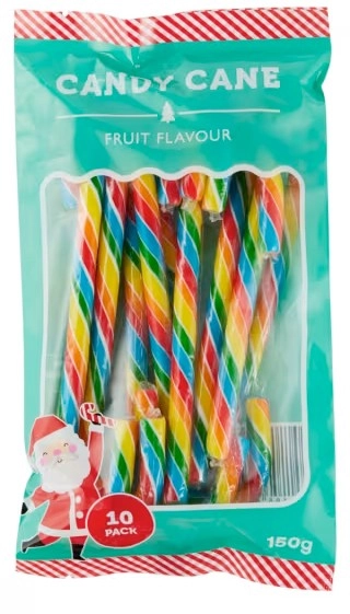 10 Pack Fruit Flavour Candy Canes 150g