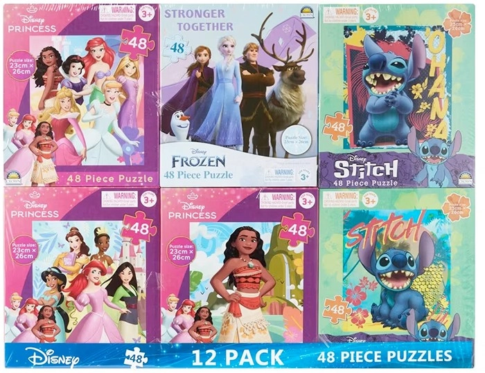 12 Pack 48 Piece Disney Puzzles - Assorted