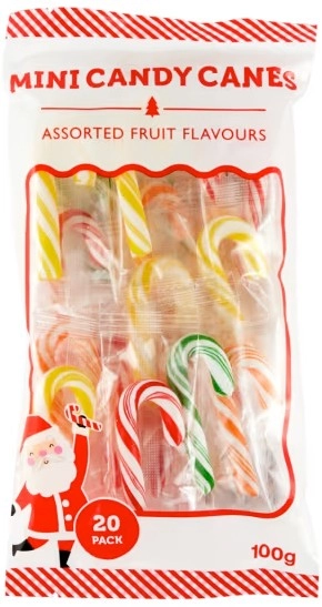 20 Pack Fruit Flavour Candy Canes 100g