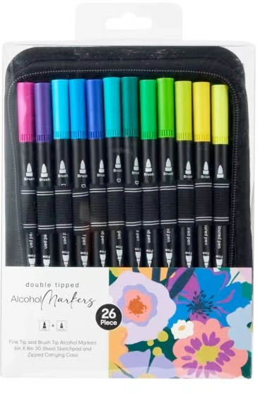 26 Piece Double Tipped Alcohol Markers