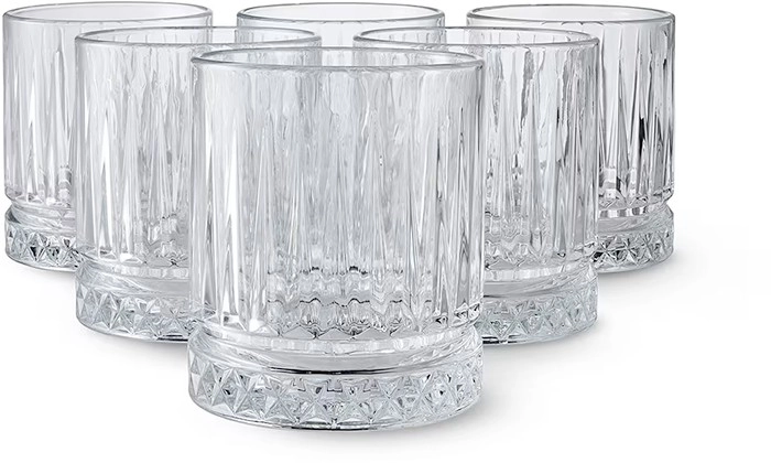 6 Clear Manhattan Tumbler Glasses