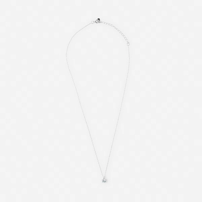 Cubic Zirconia Pendant Necklace - Silver Tone