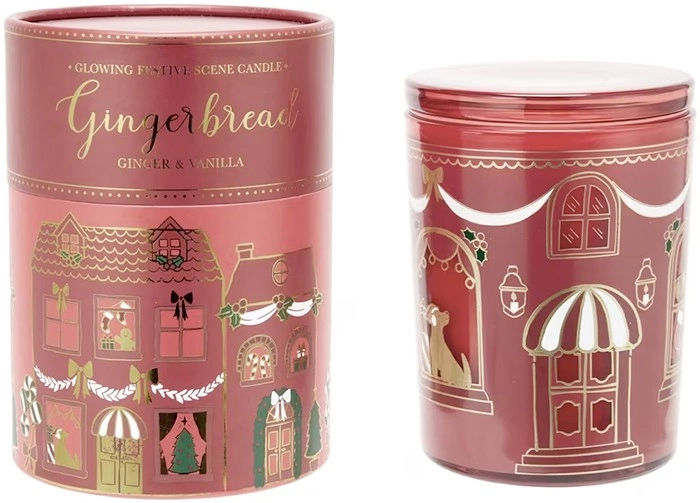 Glowing Festive Scene Gingerbread Candle