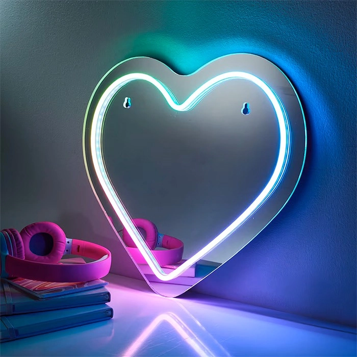 LED Neon Mirror Heart Light