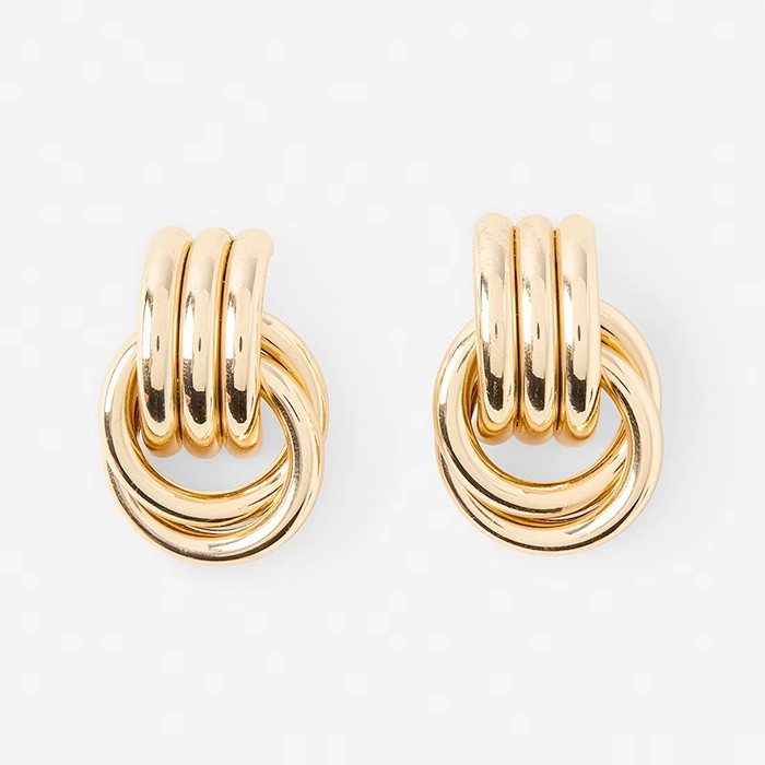 Mini Round Doorknocker Earrings - Gold Tone