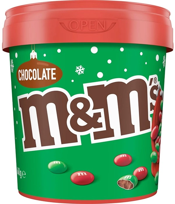 M&M's Red and Green Milk Chocolate Christmas Bucket 640g