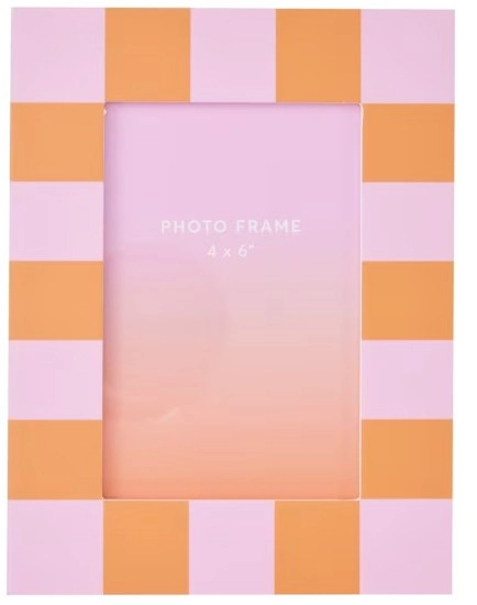 NEW 4in. x 6in. Check Frame - Pink and Orange