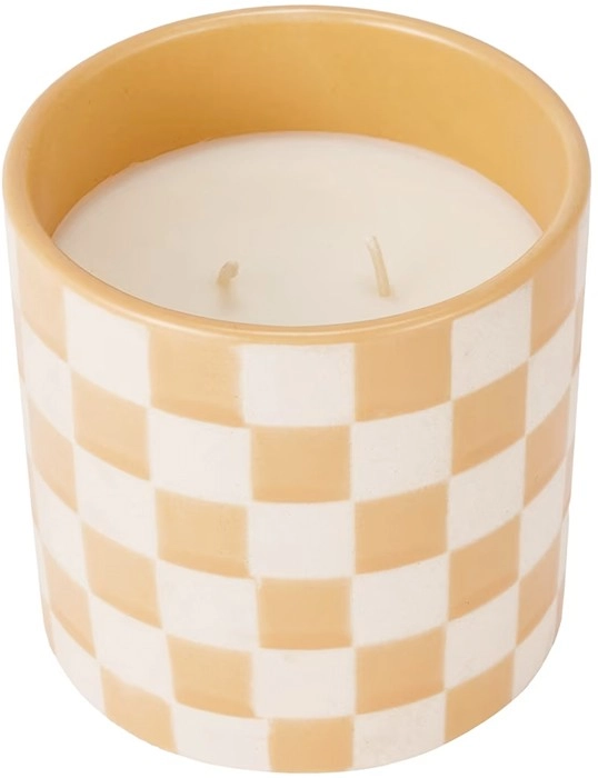 NEW Fresh Pear and Freesia Check Ceramic Fragrant Candle