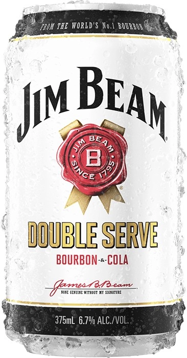 Jim Beam White Double Serve Bourbon & Cola 6.7% Cans 10 Pack 375mL