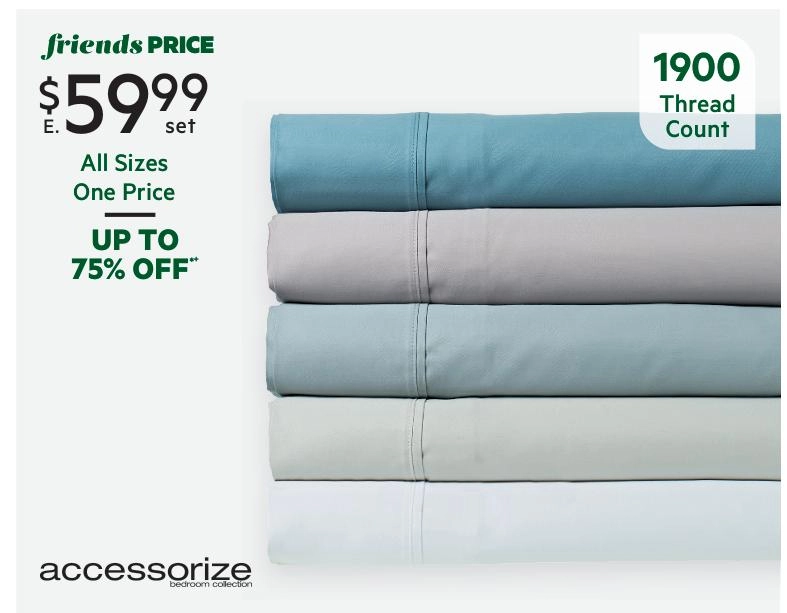 Accessorize 1900 Thread Count Cotton Rich Sheet Set