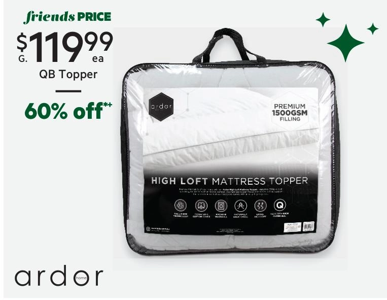 Ardor 1500gsm High Loft Mattress Topper Queen Bed Queen