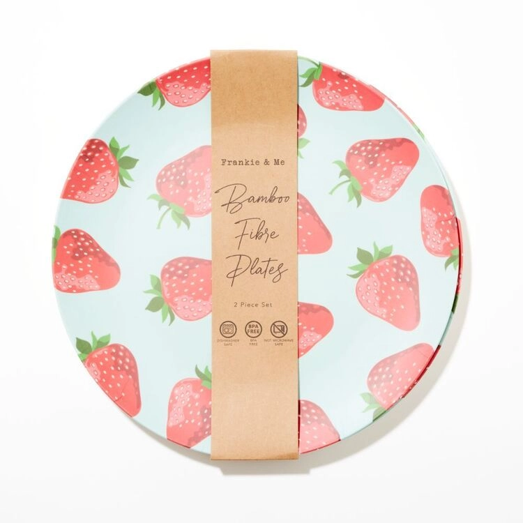 Frankie & Me Strawberry 28 cm Bamboo Plates 2 Pack