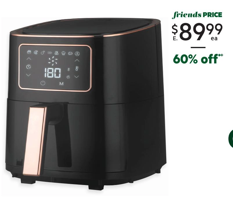 Healthy Choice 7L Digital Air Fryer Black & Rose Gold AF700BRG