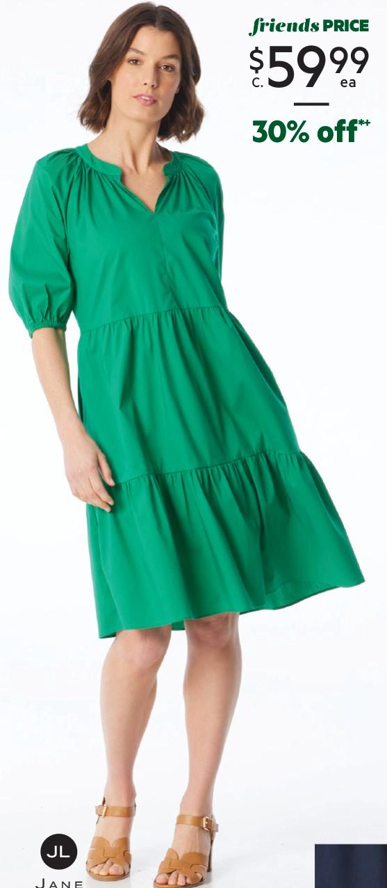 Jane Lamerton Women's Poplin Tiered Dress Emerald