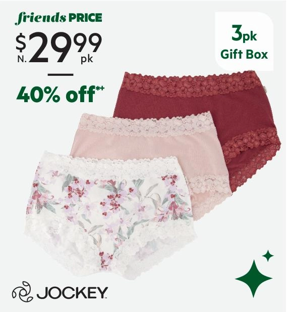 Jockey Women's Parisienne Cotton Full Brief 3 Pack White & Pink