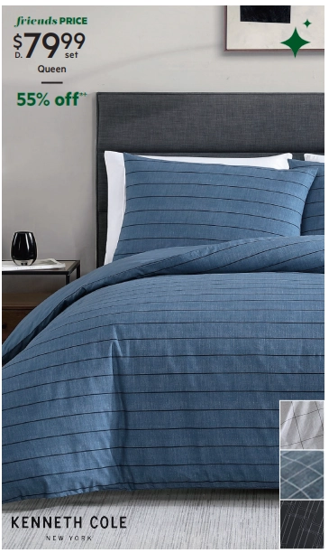 Kenneth Cole Harrington Pinstripe Quilt Cover Set Blue