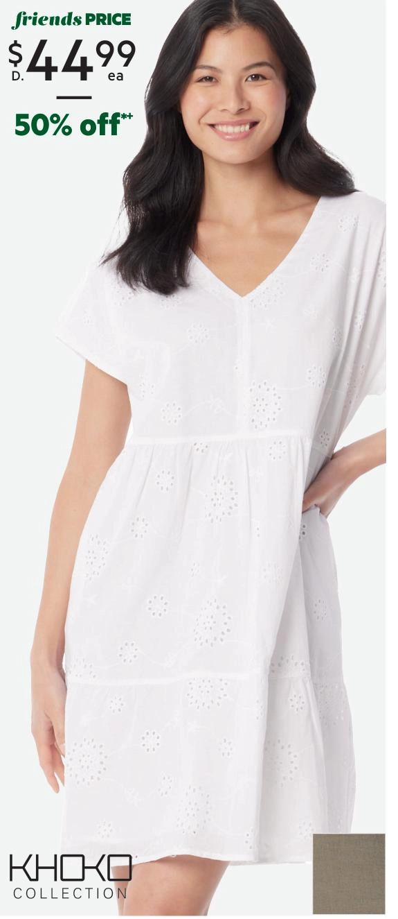 Khoko Collection Women's Broderie Tiered Dress White