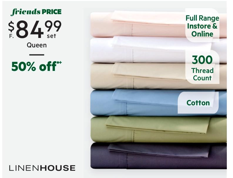 Linen House 300 Thread Count Cotton Sheet Set