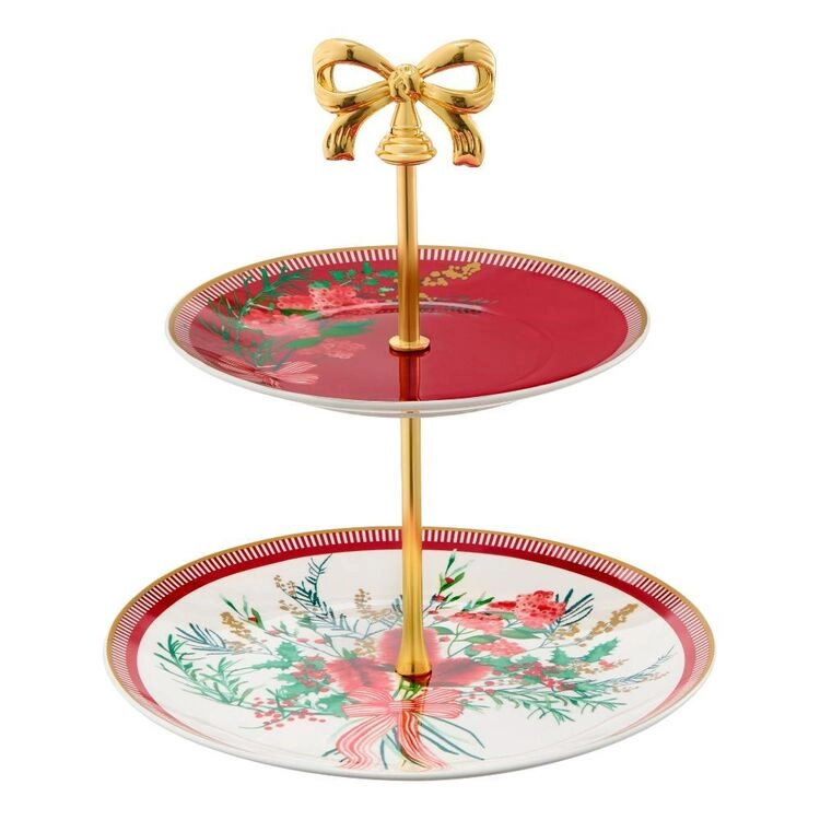 Maxwell & Williams Festive Flora 2 Tiered Cake Stand