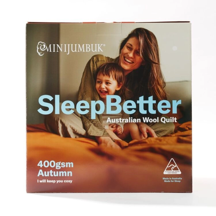 MiniJumbuk SleepBetter 400 GSM Autumn Australian Wool Quilt Queen