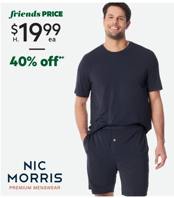 Nic Morris Men's Bamboo Knit Shorts Dark Navy