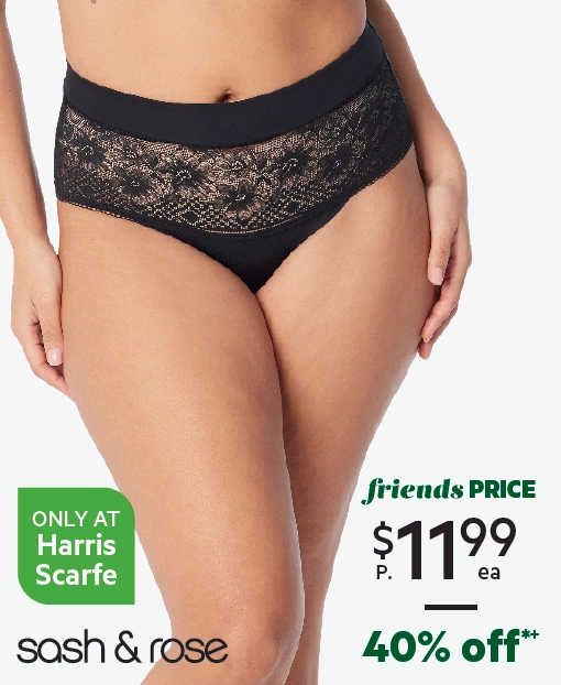 Sash & Rose Women's Royale Lace Full Brief Black