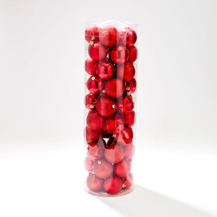 Soren 8 cm Shatterproof Baubles Red 50 Pack