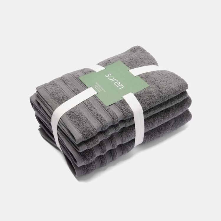 Soren Bedford 4 Piece Towel Set Charcoal