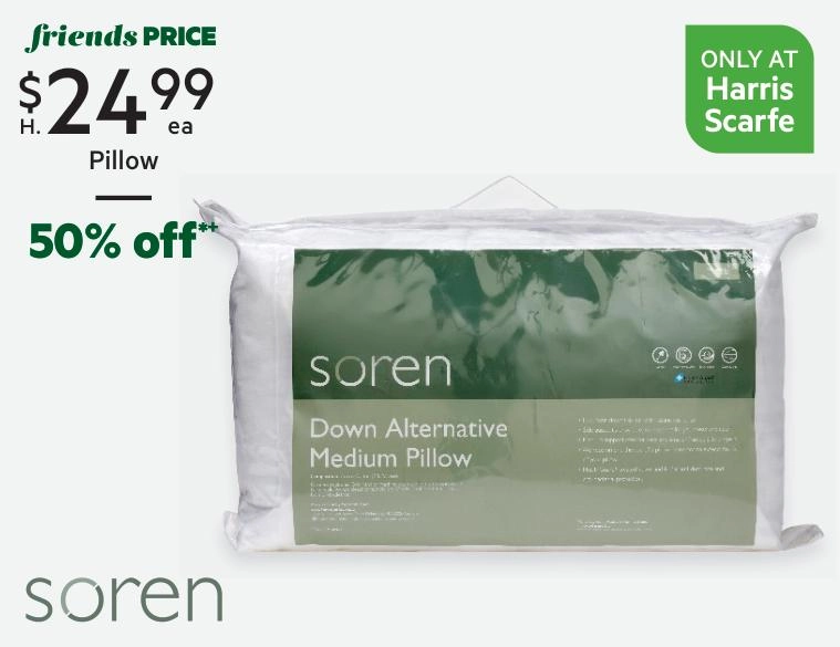 Soren Down Alternative Pillow Medium White Standard