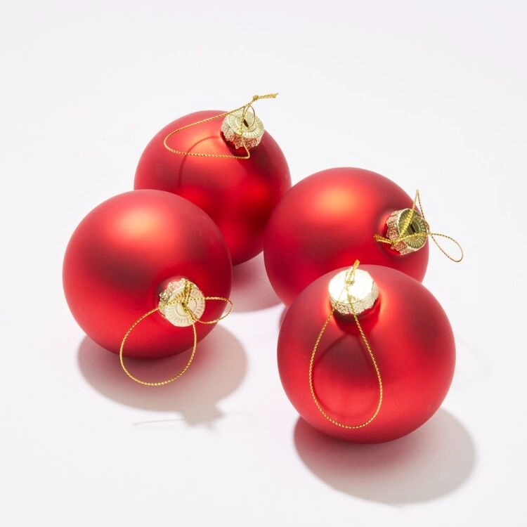 Soren Glass Baubles Red 9 Pack