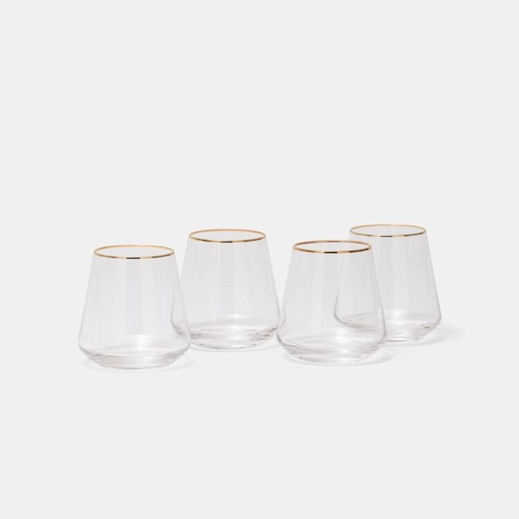 Soren Gold Rim 4-Piece Tumbler Set