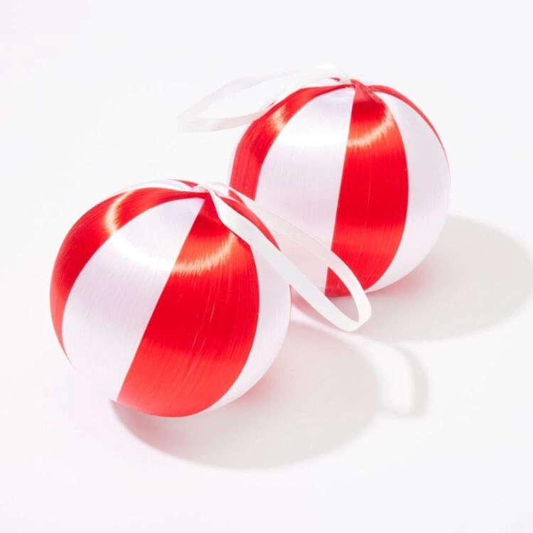 Soren Stripe Tree Baubles Red/White 2 Pack