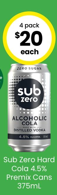 Sub Zero Hard Cola 4.5% Premix Cans 375ml