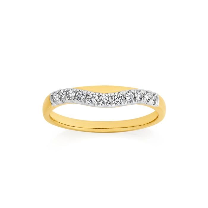 18ct Gold Diamond Curved Band