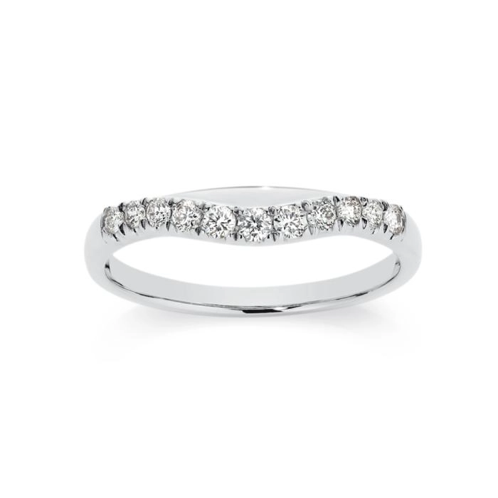 18ct White Gold Diamond Curved Band