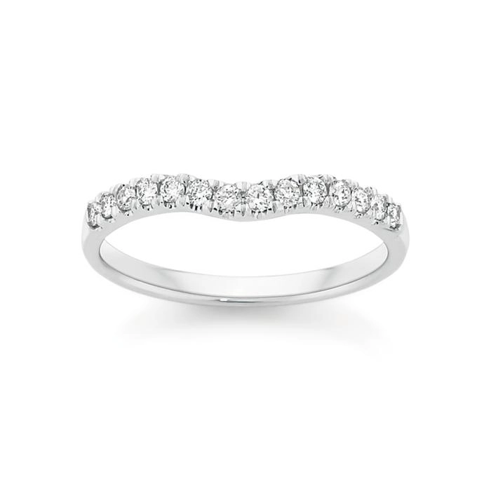 18ct White Gold Diamond Curved Band