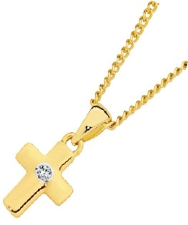 9ct Gold 10mm Diamond Centre Mini Cross Pendant