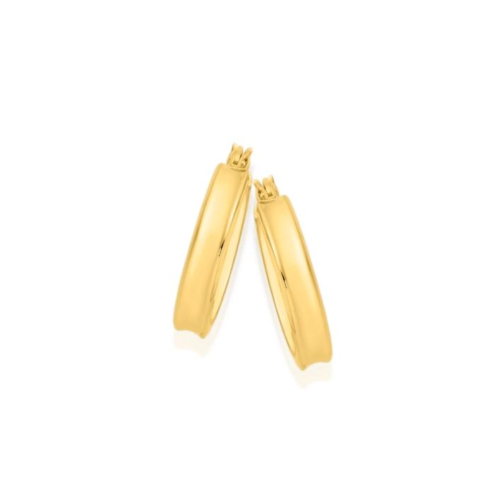 9ct Gold 15mm Polished Concave Hoop Earrings