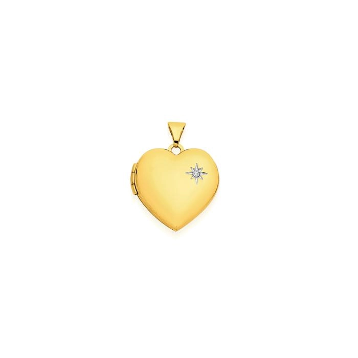 9ct Gold 18mm Diamond-Set Heart Locket