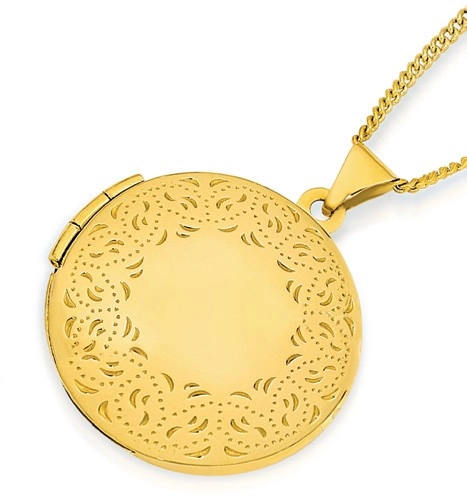 9ct Gold 21mm Filigree Round Locket